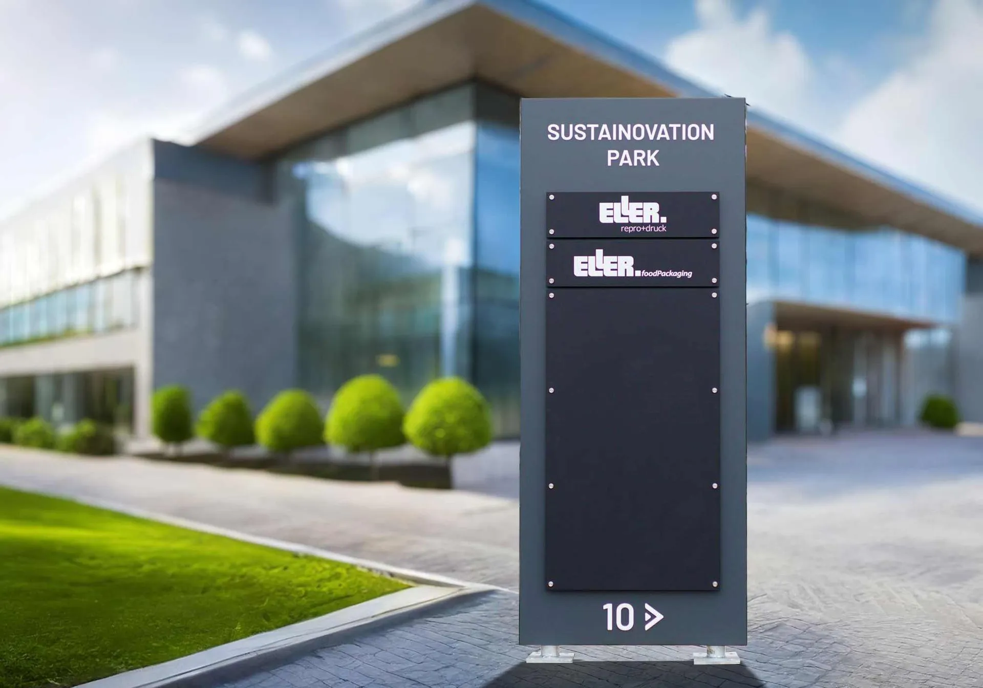 Werbepylon, Symtra-Design von Eller 